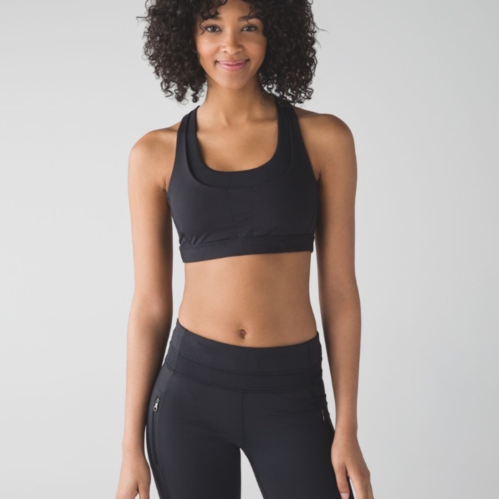 Lululemon Run Your Stuff Bra III black solid size 4